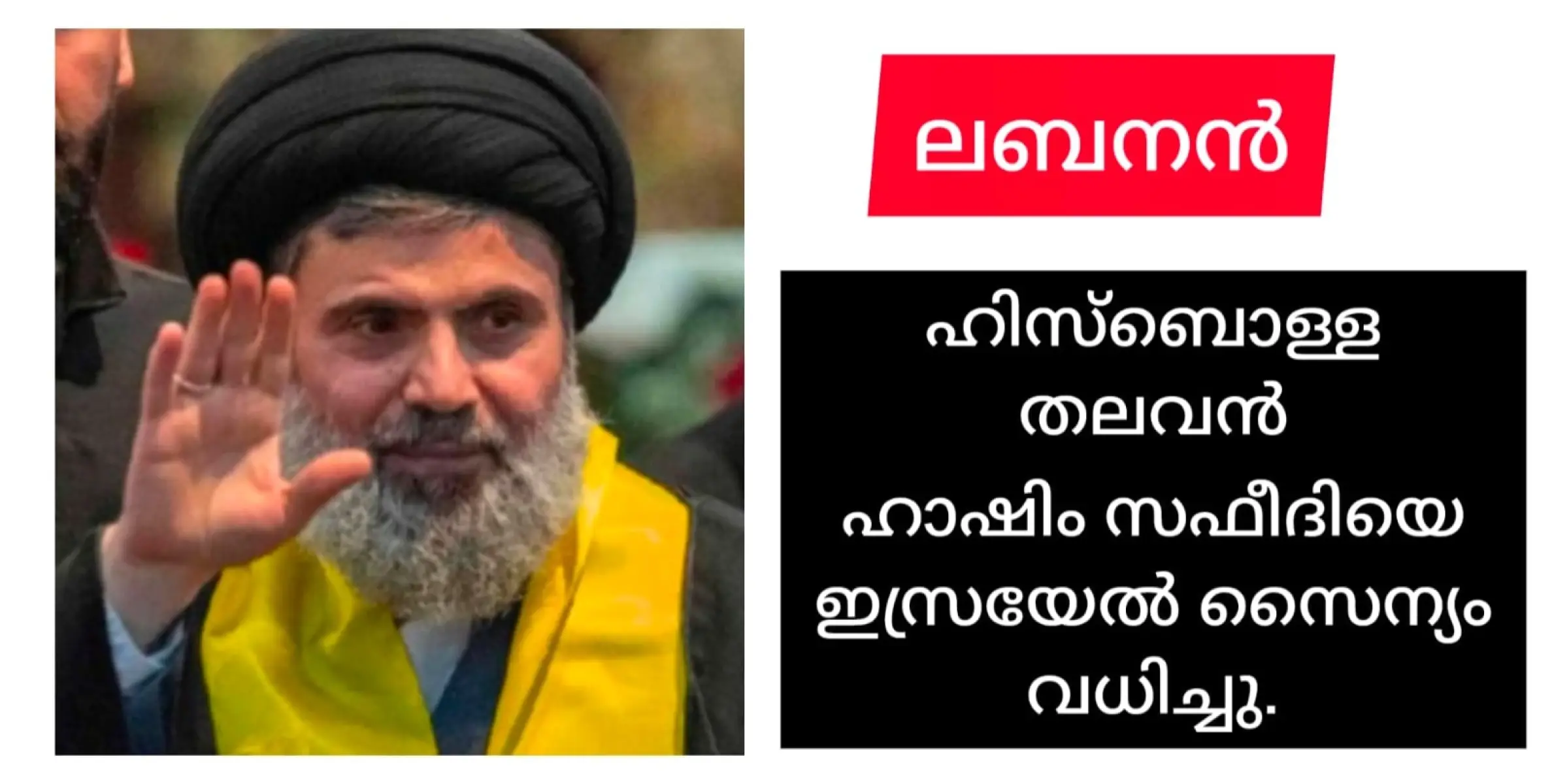 ഹിസ്ബൊള്ള നേതാവ് ഹാഷിം സഫീദിയെ ഇസ്രായേൽ സൈന്യം വധിച്ചു.