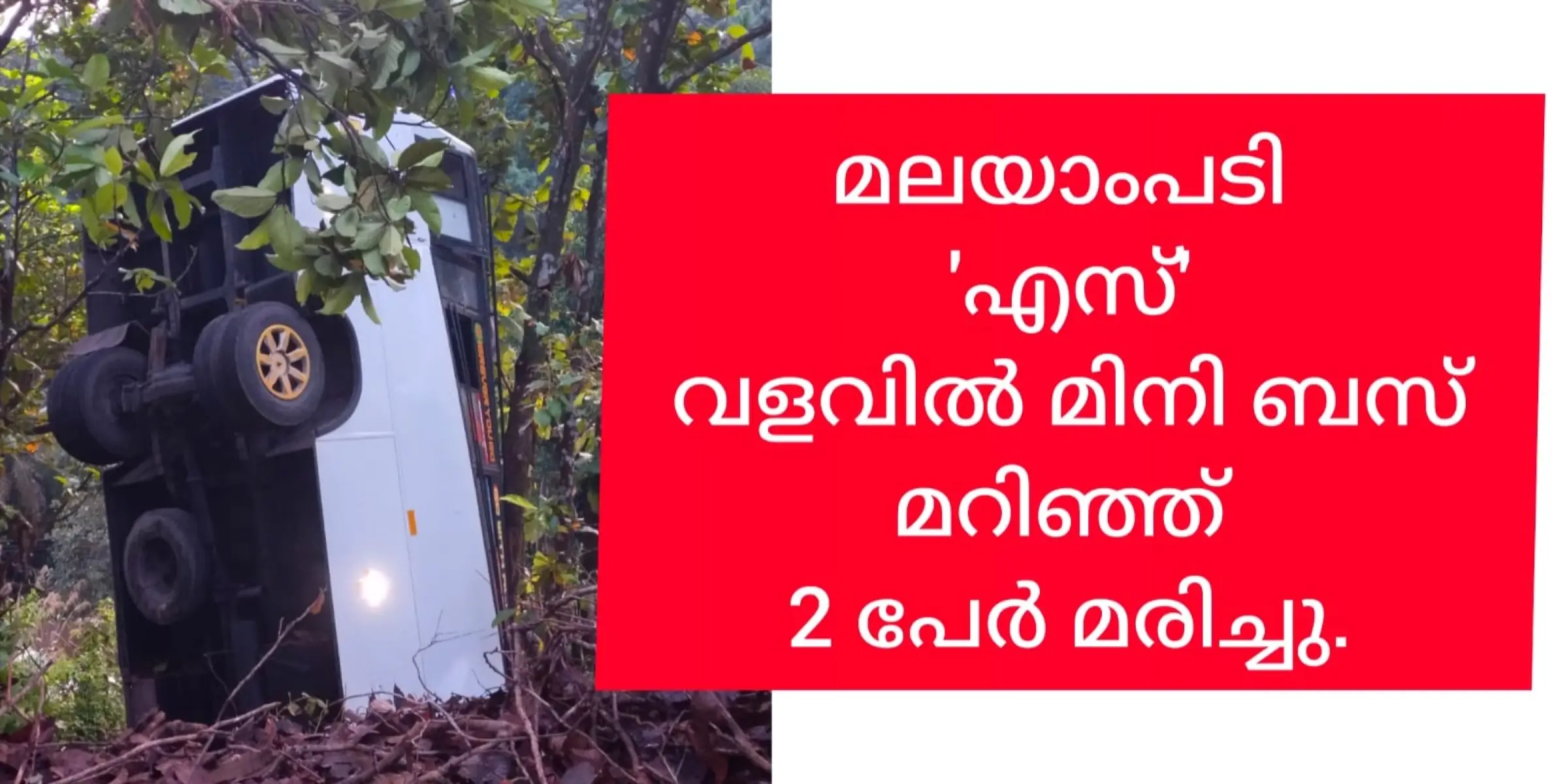 മലയാംപടി എസ് വളവിൽ മിനി ബസ് മറിഞ്ഞ് 2 പേർ മരിച്ചു.