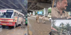 നടുറോഡിൽ ബസ് നിർത്തിയിട്ട് കെഎസ്ആർടിസി ജീവനക്കാർ