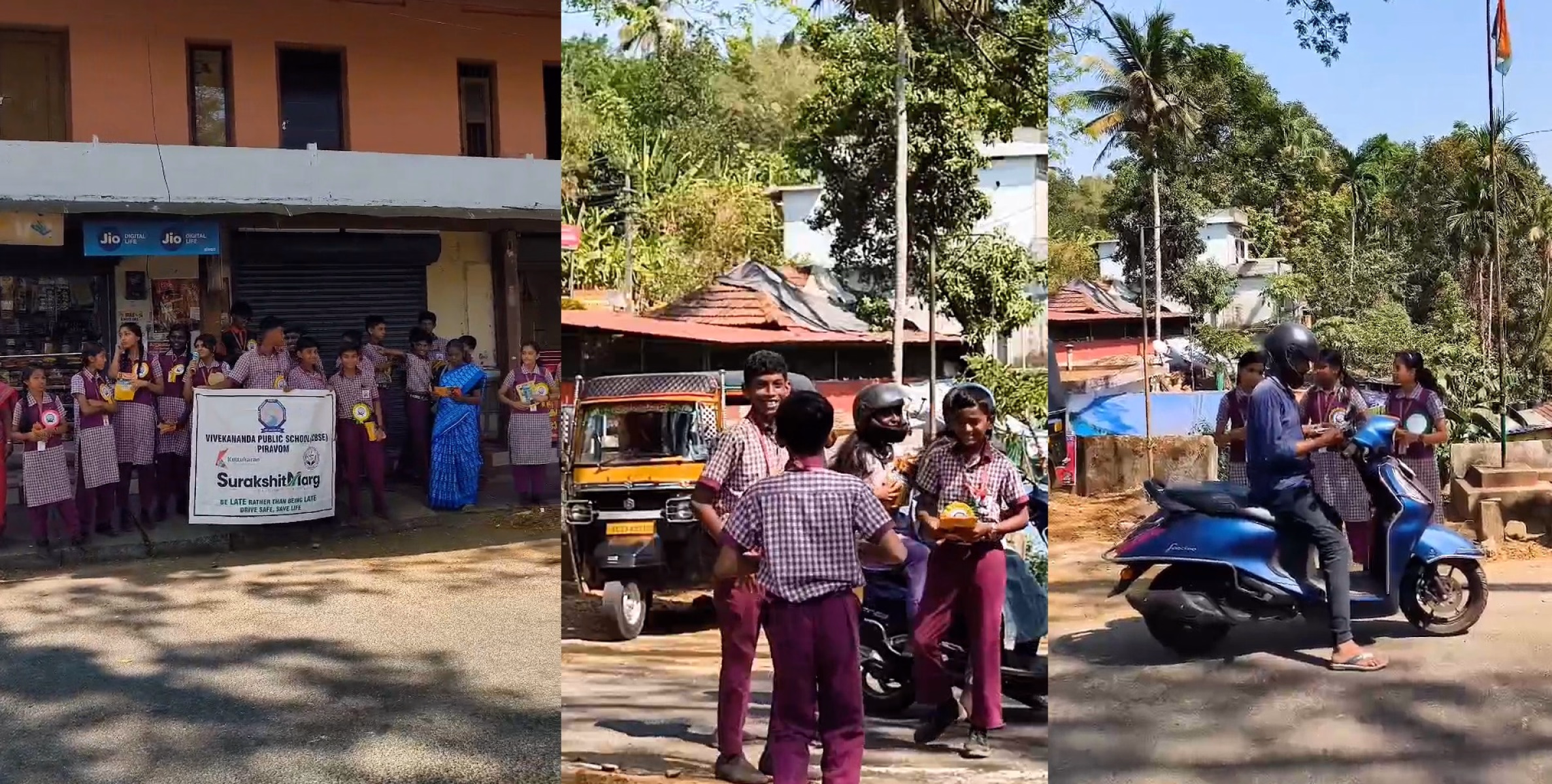 റോഡ് സുരക്ഷ ബോധവൽക്കരണവുമായി വിവേകാനന്ദ പബ്ലിക് സ്കൂളിലെ കുട്ടികൾ.